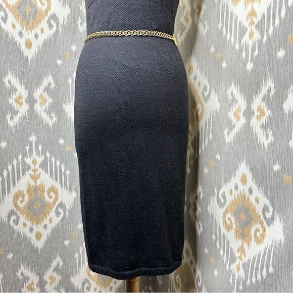 Ralph Lauren ~ Charcoal Cashmere Silk Bow Neck Pinpoint Knit Jersey Sheath Dress - Picture 8 of 16